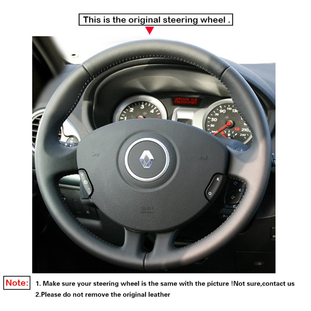 LQTENLEO Carbon Fiber Leather Suede Hand-stitched Car Steering Wheel Cover for Renault Clio 3 2005-2012