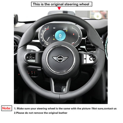 LQTENLEO Alcantara Leather Suede Hand-stitched Car Steering Wheel Cover for Mini Clubman Convertible Countryman Hardtop 2022-2023