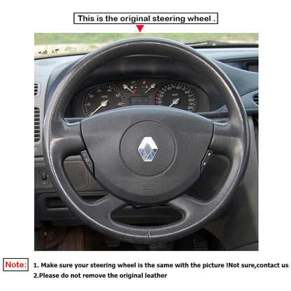 LQTENLEO Black Leather Suede Car Steering Wheel Cover for Opel V Renault Laguna 2 Trafic 2 Grand Espace Vel Satis Nissan Primastar