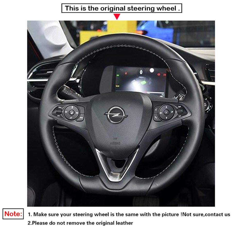 LQTENLEO Hand-stitched Car Steering Wheel Cover for Opel Astra K Corsa F / VauxhallAstra K Corsa F Grandland X Insignia / for Holden Calais Commodore