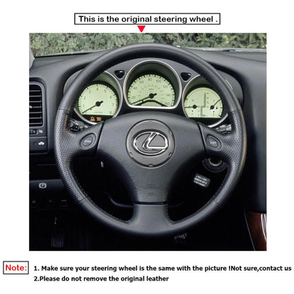 LQTENLEO Black Leather Suede Hand-stitched Car Steering Wheel Cover for Lexus GS300 GS400