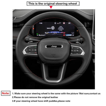 LQTENLEO Black Carbon Fiber Leather Suede Hand-stitiched Car Steering Wheel Cover for Jeep Compass II(MP)