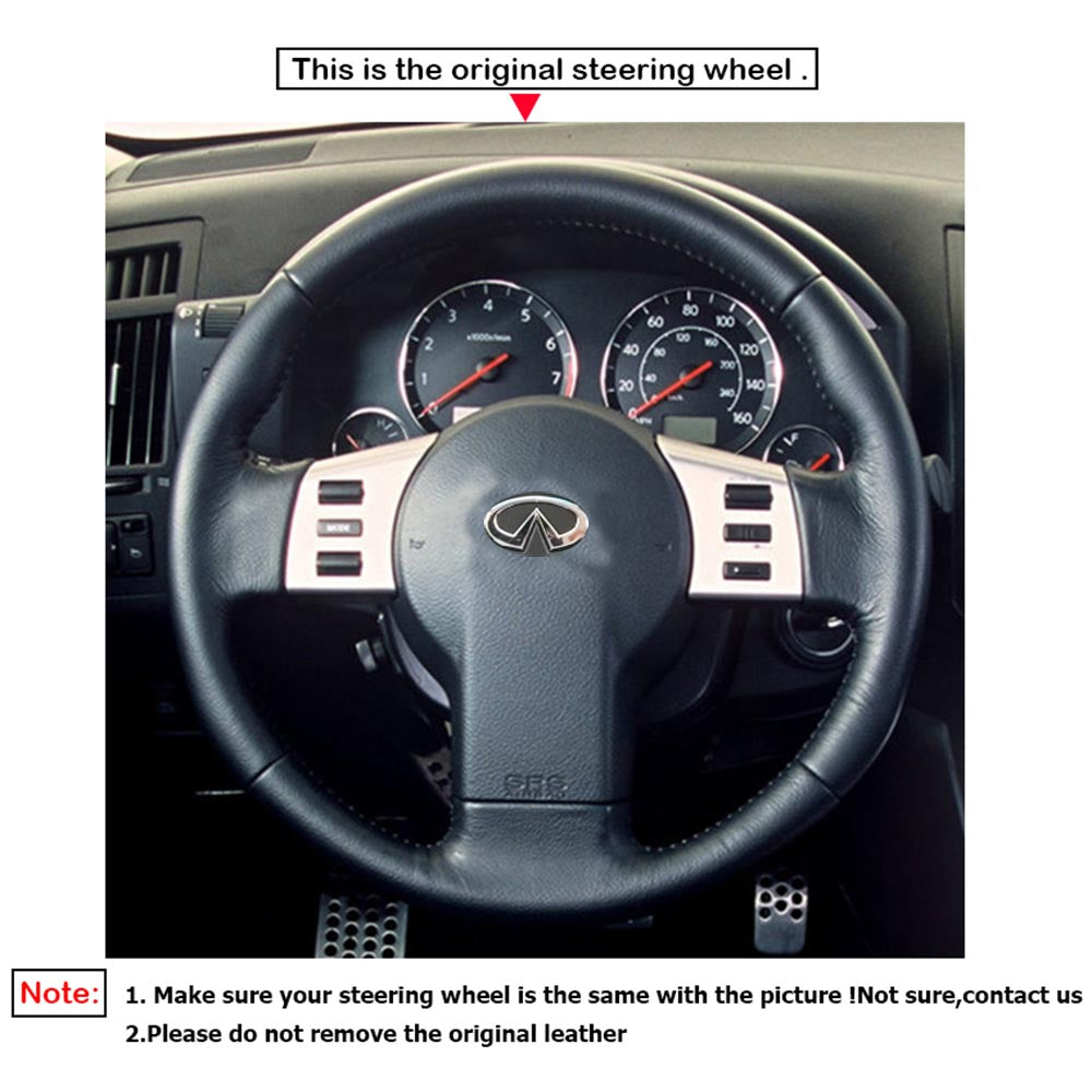 LQTENLEO Carbon Fiber Leather Suede Hand-stitched Car Steering Wheel Cover for Infiniti FX FX45 2004-2008 / for Nissan 350Z 2002-2009