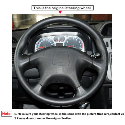 LQTENLEO Black Leather Hand-stitched No-slip Car Steering Wheel Cover for Mitsubishi Pajero L200 Triton Delica Montero Space Gear 1997-2006
