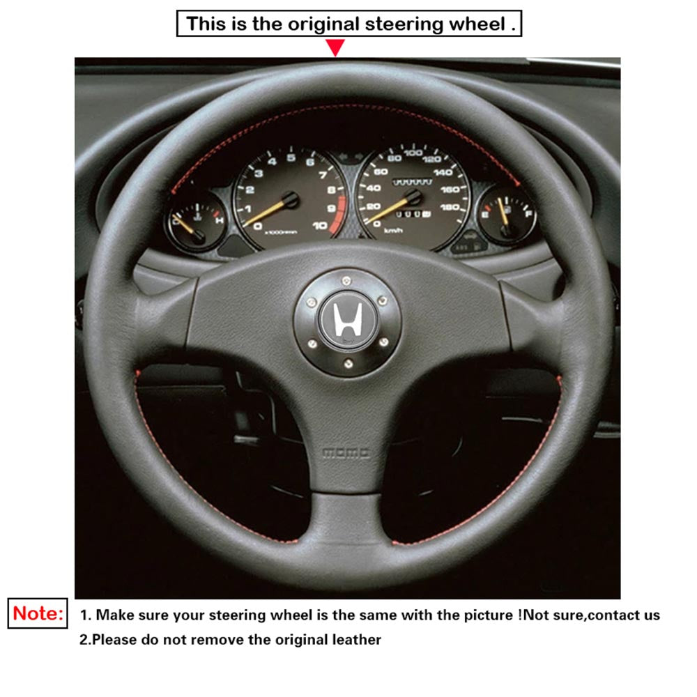 LQTENLEO Black Leather Suede Hand-stitched Car Steering Wheel Cover for Honda Integra Type R DC2 1996-1998