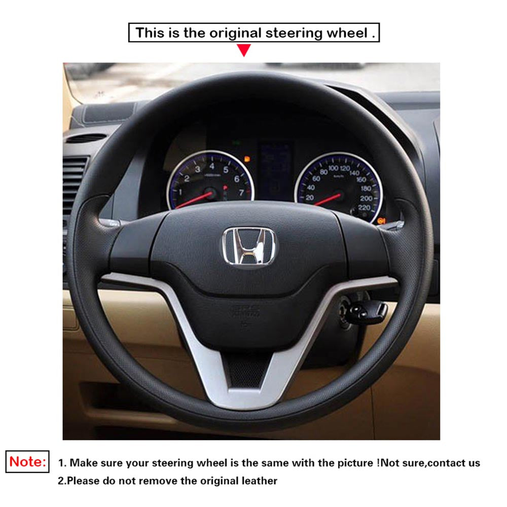 LQTENLEO Carbon Fiber Leather Suede Hand-stitched Car Steering Wheel Cover for Honda CR-V CRV / Crossroad