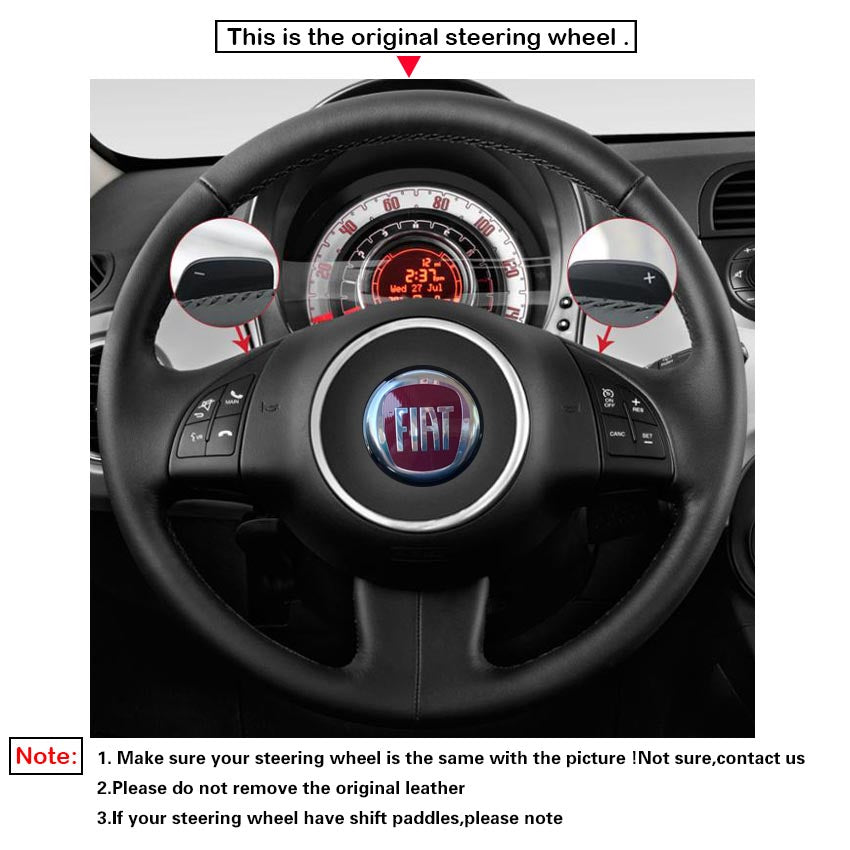 LQTENLEO Leather Suede Hand-stitiched Car Steering Wheel Cover for Fiat 500 2007-2015 / Fiat 500e 2014-2018 / Fiat 500C 2014-2017 - LQTENLEO Official Store