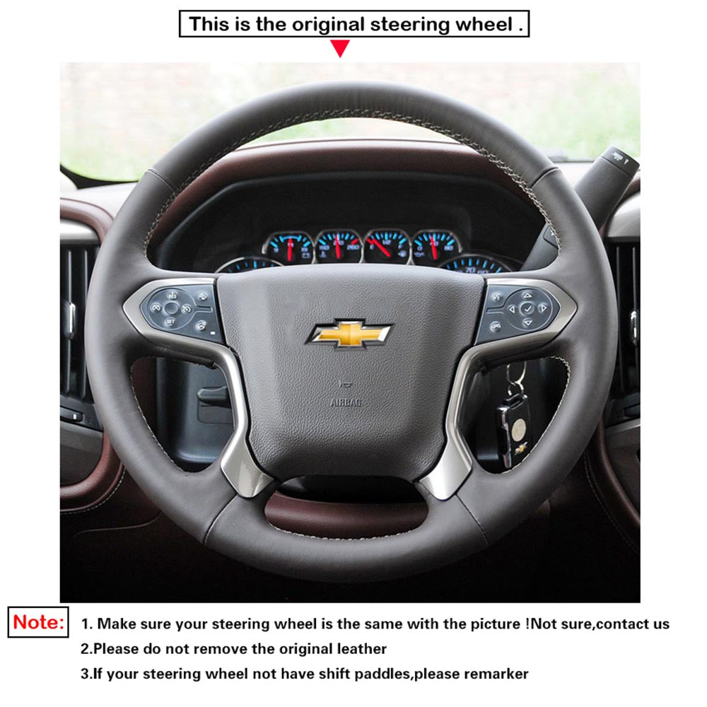 LQTENLEO Hand-stitched Car Steering Wheel Cover for Chevrolet Suburban Tahoe Silverado 1500 (LD) (2500/3500)(4500HD/5500HD/6500HD) - LQTENLEO Official Store