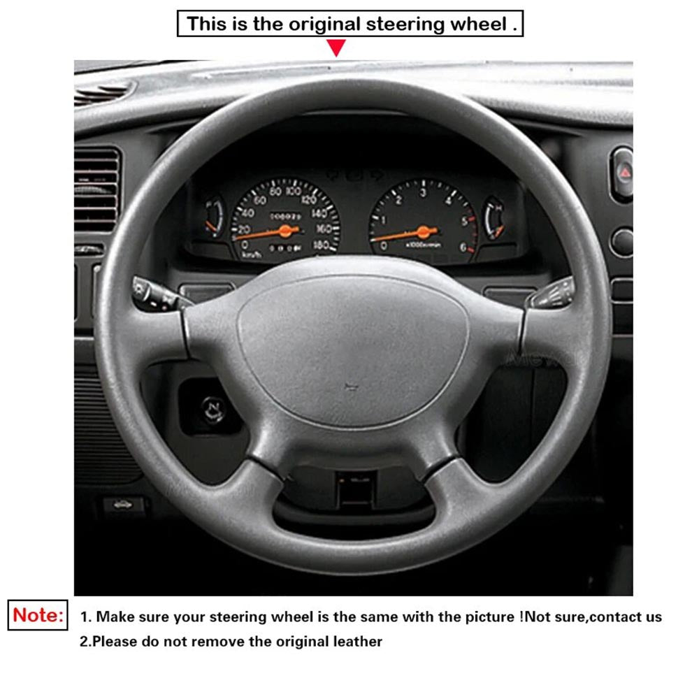LQTENLEO Black Genuine Leather Hand-stitiched Car Steering Wheel Cover for Mitsubishi L200 /Triton