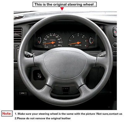 LQTENLEO Black Genuine Leather Hand-stitiched Car Steering Wheel Cover for Mitsubishi L200 /Triton