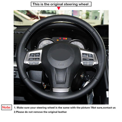 LQTENLEO Black Leather Suede Car Steering Wheel Cover for Subaru Forester 2013-2016 Legacy 2012-2014 Outback 2012-2014  XV (Crosstrek) 2013-2015 Impreza 2012-2016