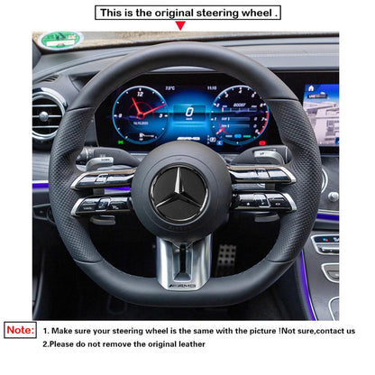LQTENLEO Hand-stitiched Car Steering Wheel Cover for Mercedes-Benz AMG GT (C190/R190) E53 E63S (W213) EQE (V295) SL55 SL63 (R232)