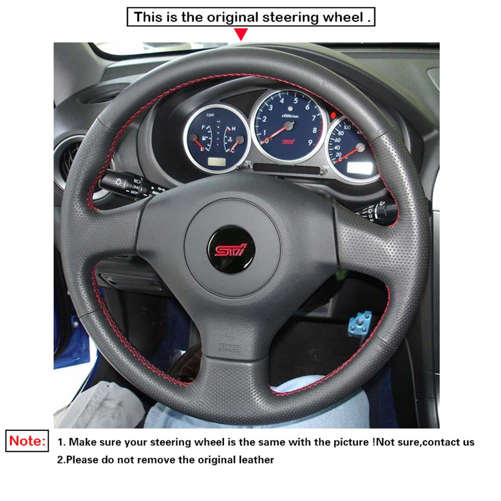 LQTENLEO Carbon Fiber Leather Suede Hand-stitched Car Steering Wheel Cover for Subaru Impreza WRX STI 2002-2004