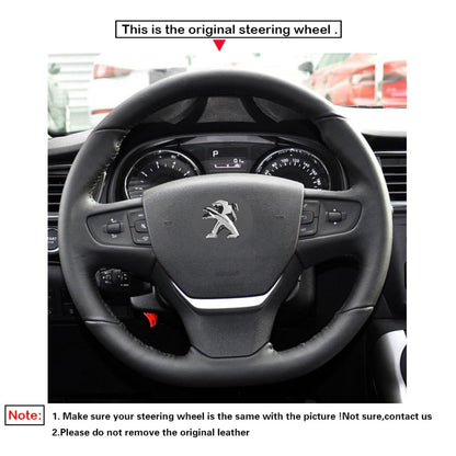 LQTENLEO Black Leather Suede Hand-stitched Car Steering Wheel Peugeot Expert Traveller / for Citreon Jumpy Spacetourer