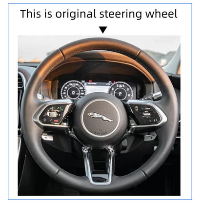 LQTENELEO Black Carbon Fiber Leather Suede Hand-stitched Car Steering Wheel Cover for Jaguar XE 2020-2022