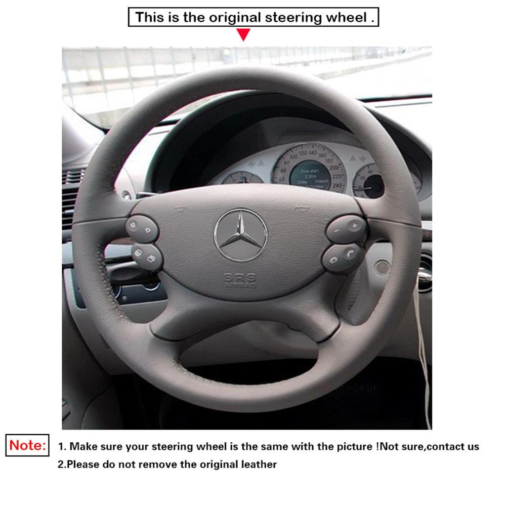 LQTENLEO Black Leather Suede Hand-stitched Car Steering Wheel Cover for Mercedes Benz W211 C209 C219 W463 R230