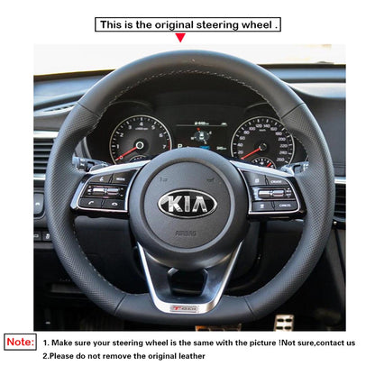 LQTENLEO Alcantara Leather Suede Hand-stitched Car Steering Wheel Cover for Kia K5 Optima 2019 / Cee'd Ceed 2019 / Forte 2019