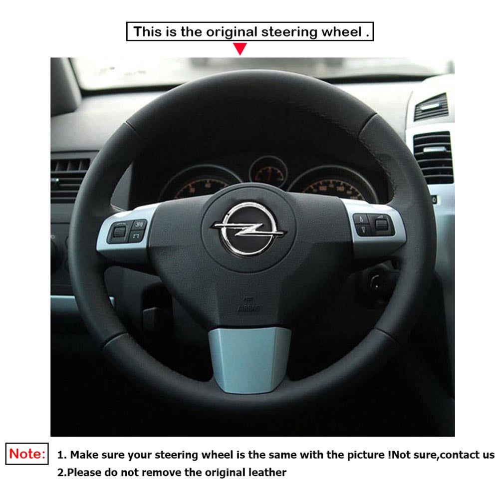 LQTENLEO Black Leather Suede Hand-stitched Car Steering Wheel Cover for Opel Astra Vectra Corsa Signum Vauxhall Zaflra 2002-2014 Holden Astra 2004-2009