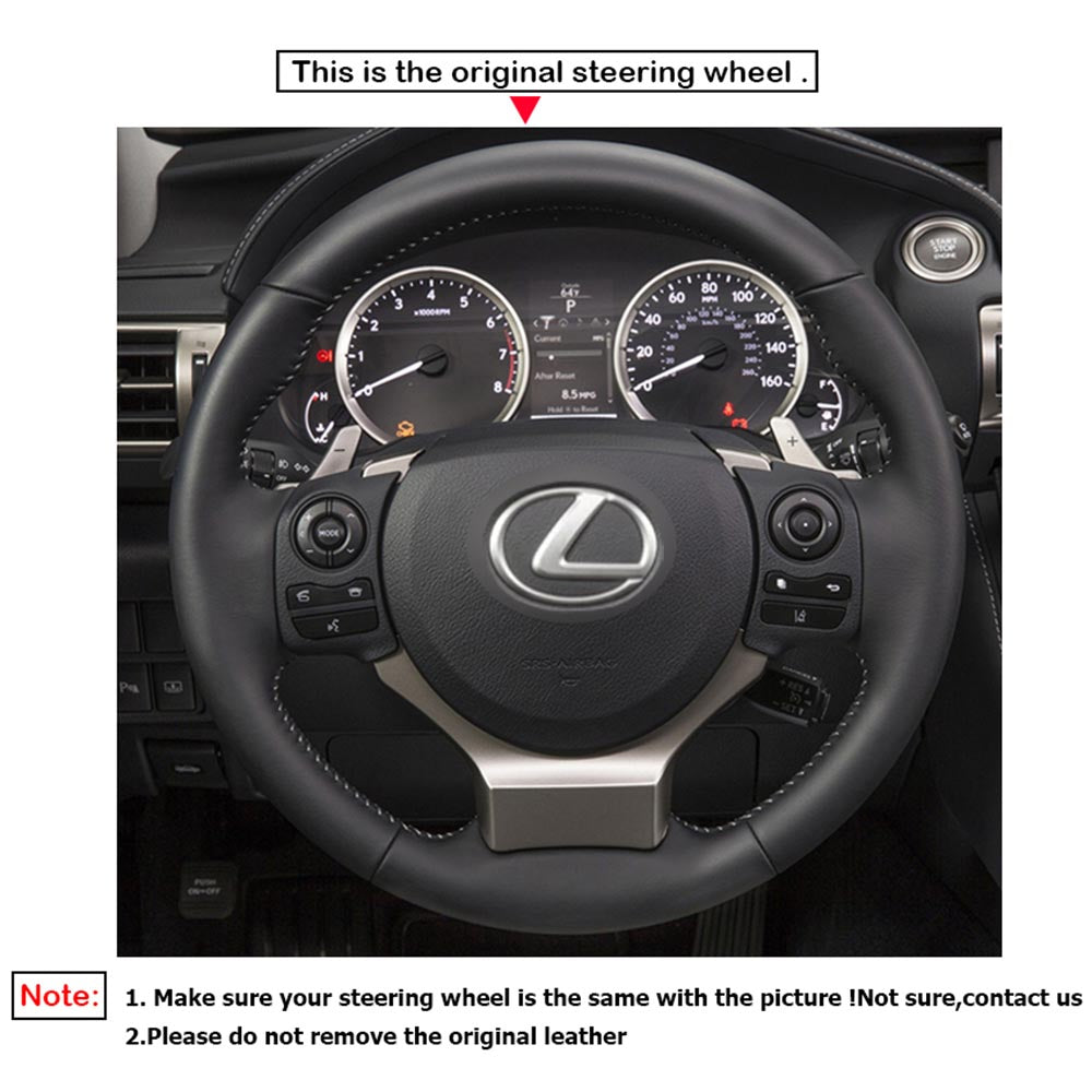 LQTENLEO Alcantara Carbon Fiber Leather Suede Hand-stitched Car Steering Wheel Cover for Lexus IS 200t 250 300 350 F Sport RC CT 200h NX