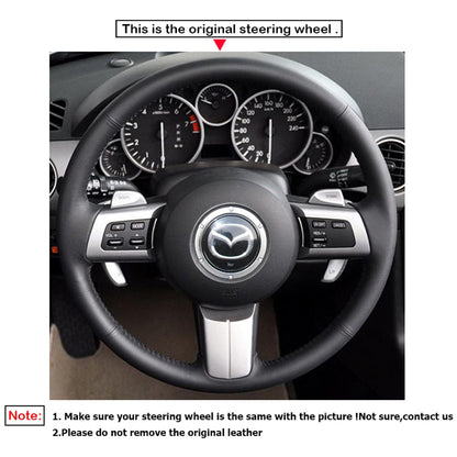 LQTENLEO Hand-stitched Car Steering Wheel Cover for Mazda MX-5 MX5 2009-2013 / RX-8 RX8 2009-2013 / CX-7 CX7 2007-2009