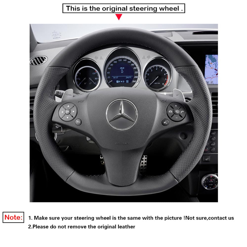 LQTENLEO Carbon Fiber Leather Suede Hand-stitched Soft Car Steering Wheel Cover for Mercedes Benz AMG C63 W204 C219 W212 R230 C197 R197