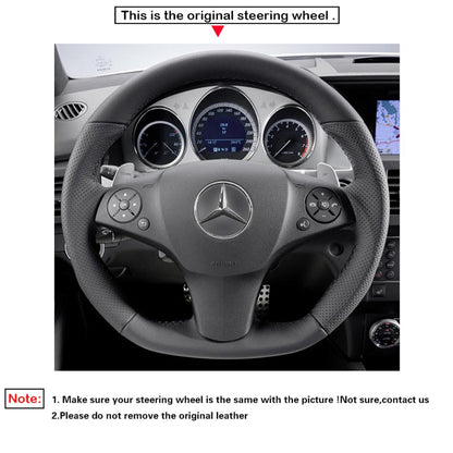 LQTENLEO Carbon Fiber Leather Suede Hand-stitched Soft Car Steering Wheel Cover for Mercedes Benz AMG C63 W204 C219 W212 R230 C197 R197