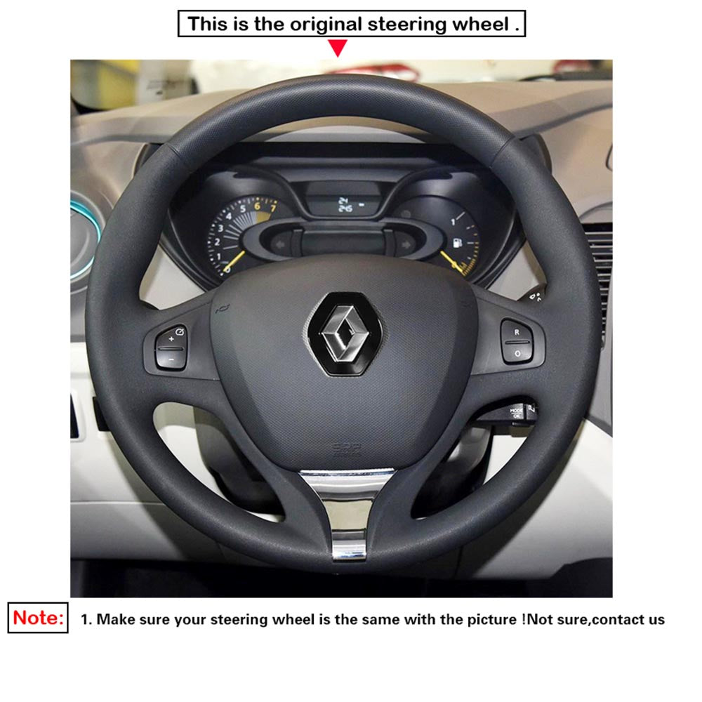LQTENLEO Black Leather Suede Hand-stitched Car Steering Wheel Cover for Renault Clio 4 IV 2012-2016 / Captur 2013-2016