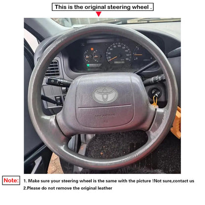 LQTENLEO Gray Leather Hand-stitched Car Steering Wheel Cover for Toyota 4 Runner/ Avalon/ Tacoma/ Hilux/ Hiace/ Granvia/ Townace