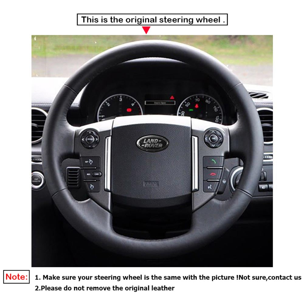 LQTENLEO Black Leather Suede Hand-stitched Car Steering Wheel Cover for Land Rover Discovery 4 2010-2016