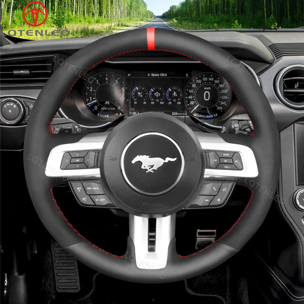 LQTENLEO Alcantara Leather Suede Hand-stitched Car Steering Wheel Cover for Ford Mustang 2015-2024 - LQTENLEO Official Store