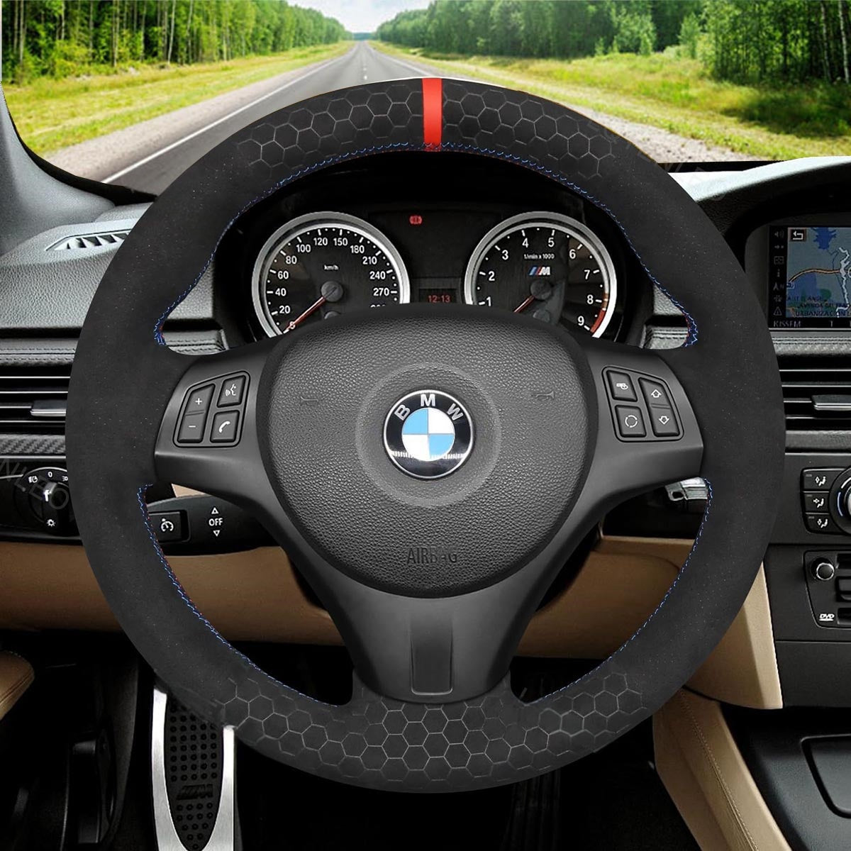 Steering Wheel Cover for BMW M Sport X1 M3 E81 E82 E84 E87 E88 E90 E91 E92 E93