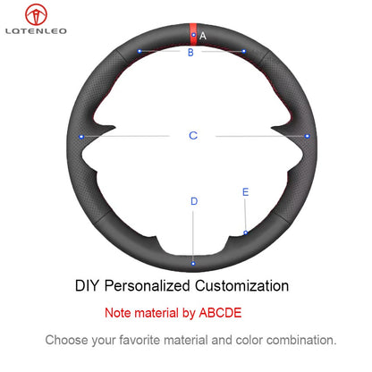 LQTENLEO Black Genuine Leather Hand-stitched Car Steering Wheel Cove for Toyota Innova 2020-2023
