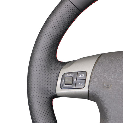 LQTENLEO Black Genuine Leather Suede Hand-stitched Car Steering Wheel Cover for Opel Vectra C Signum for Vauxhall Vectra C Signum for Holden Vectra