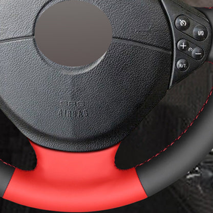 LQTENLEO Black Leather Suede Hand-stitched Car Steering Wheel for BMW 5/7 Series E39 E38 E36/7 E38 Z3