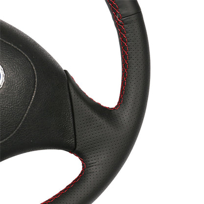 LQTENLEO Black Leather Hand-stitched No-slip Car Steering Wheel Cover for Fiat Albea 2002 Palio Weekend 2002