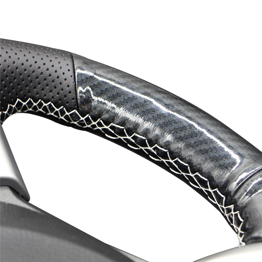 LQTENLEO Carbon Fiber Genuine Leather Suede Hand-stitched Car Steering Wheel Cover for Suzuki Swift Sport 2012-2017 / Vitara S 2016-2019