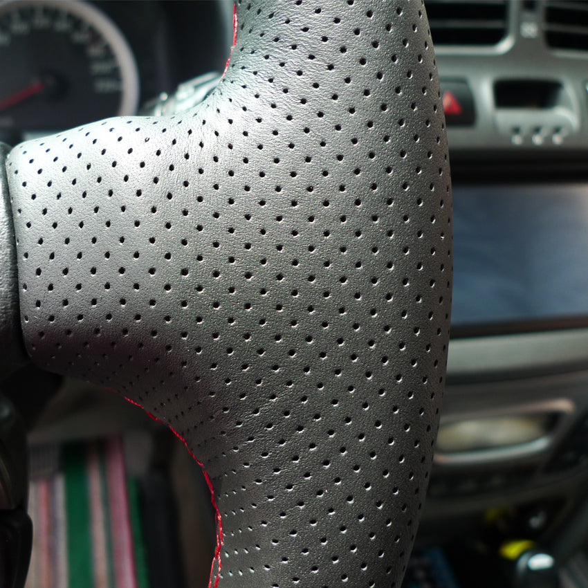 LQTENLEO черный натуральная кожа с ручной прошивкой на руль автомобиля для Hyundai Santa Fe 2000-2006 