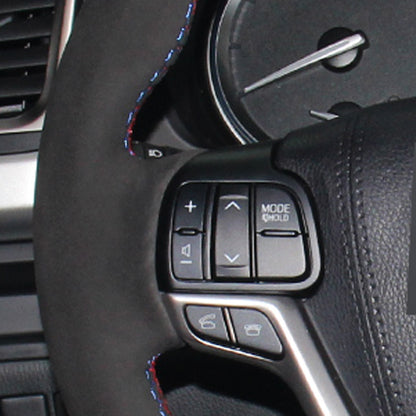 LQTENLEO Black Leather Suede Hand-stitched No-slip Soft Car Steering Wheel Cover Braid for Toyota Highlander 2013-2020 Sienna 2015-2020