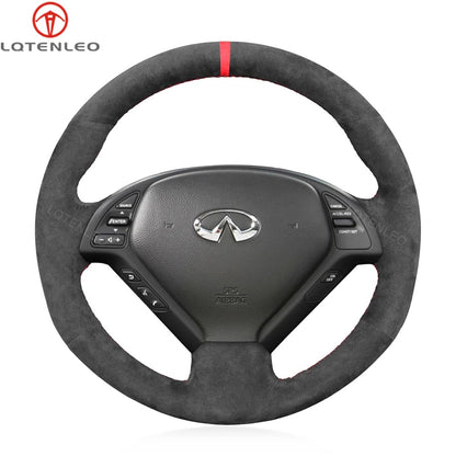 LQTENLEO Alcantara Hand-stitiched Car Steering Wheel Cover for Infiniti G25 EX EX35 Q40 Q60 QX50