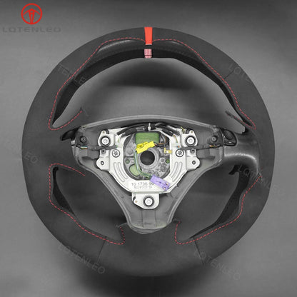 LQTENLEO Black Suede Red Marker Hand-stitched Car Steering Wheel Cover for Audi A4 2002 / Audi TT 2002