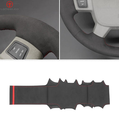 LQTENLEO Black Leather Suede Hand-stitched Car Steering Wheel Cover for Jeep Commander (XK)/Grand Cherokee III(WK)