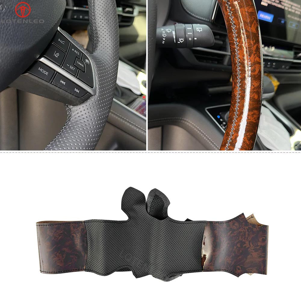 LQTENLEO Leather Suede Hand-stitched Car Steering Wheel Cover for Toyota Highlander Sienna 2022