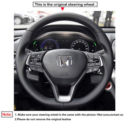 LQTENLEO Carbon Fiber Leather Suede Hand-stitched Car Steering Wheel Cover for Honda Accord 10 X 2018-2021 / Insight 2019-2022 / Odyssey 2021