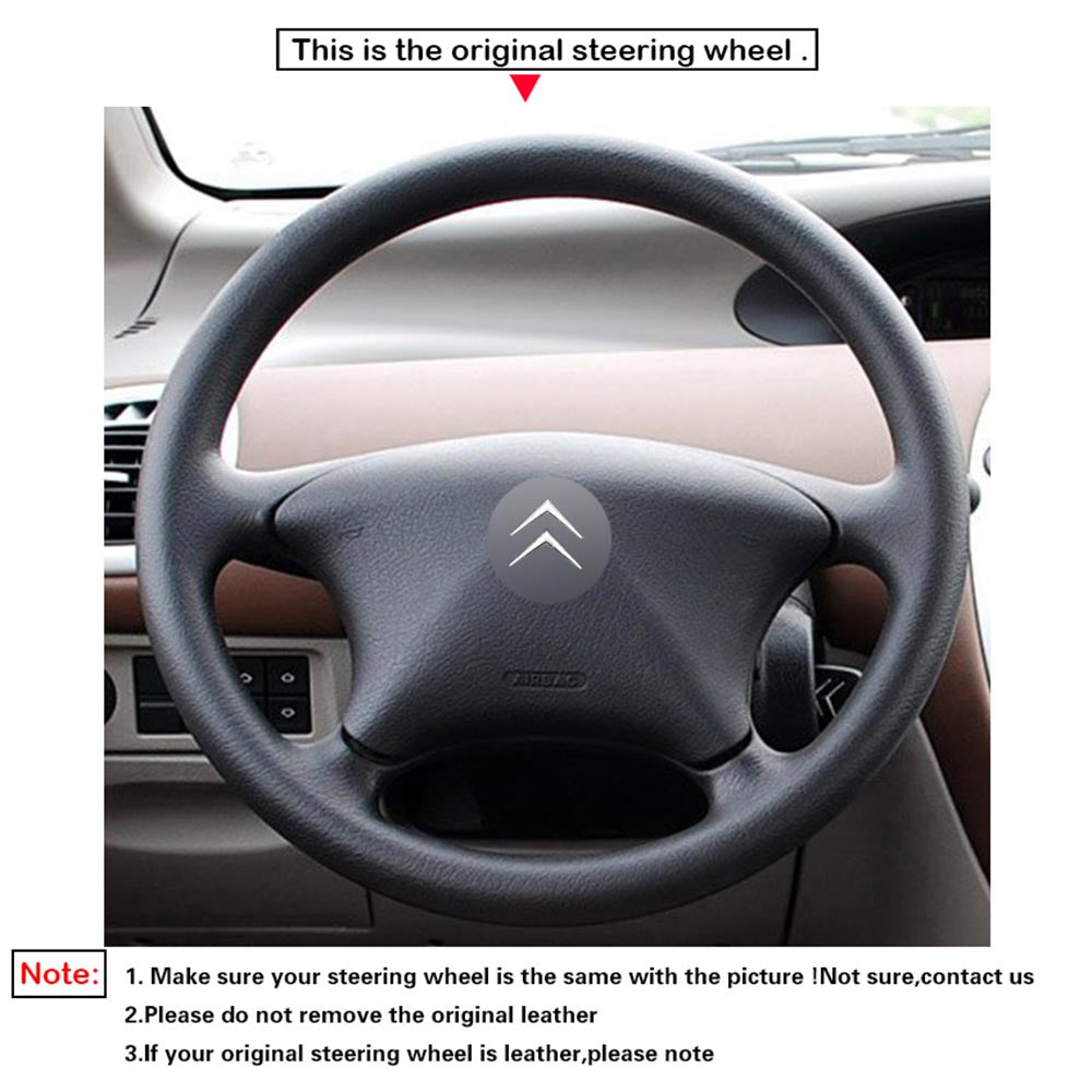 LQTENLEO Black Suede Leather Hand-stitched Car Steering Wheel Cover for Citroen Xsara Picasso Berlingo 2001-2010 C5 2001-2006 Peugeot Partner 2003-2008 - LQTENLEO Official Store