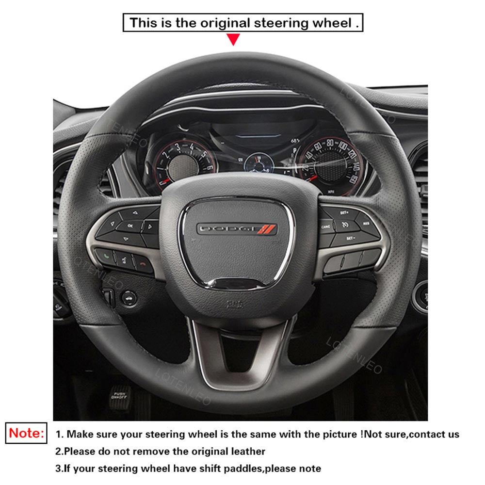 LQTENLEO Carbon Fiber Leather Suede Hand-stitched Car Steering Wheel Cover for Dodge Challenger Charger 2015-2021/ Dodge Durango 2018-2021 - LQTENLEO Official Store