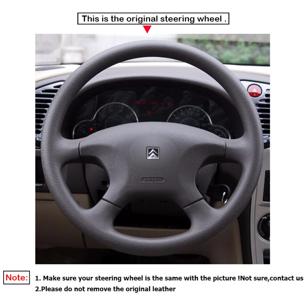 LQTENLEO Black Leather Suede Soft No-slip Hand-stitched Car Steering Wheel Cover for Citroen Xsara/ Xsara Picasso - LQTENLEO Official Store