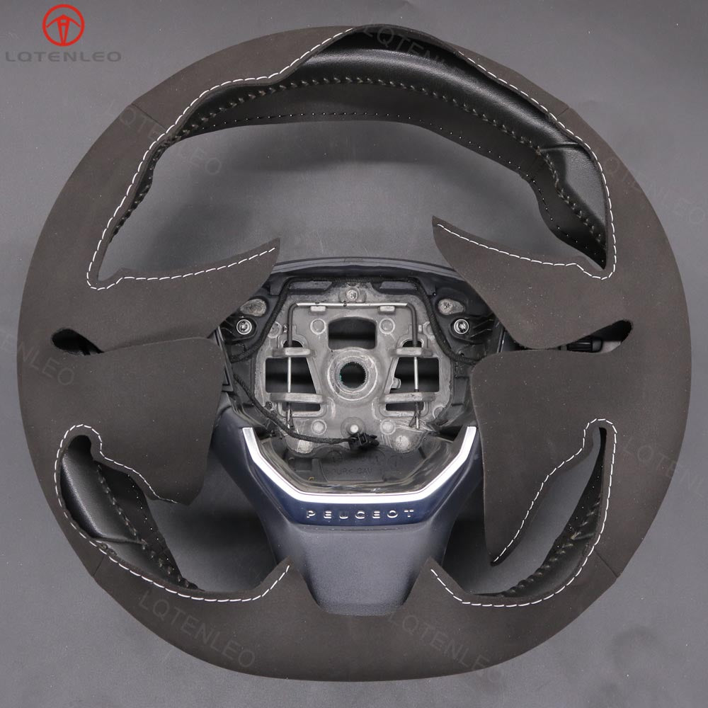 LQTENLEO Black Leather Suede Hand-stitched Car Steering Wheel Peugeot Expert Traveller / for Citreon Jumpy Spacetourer